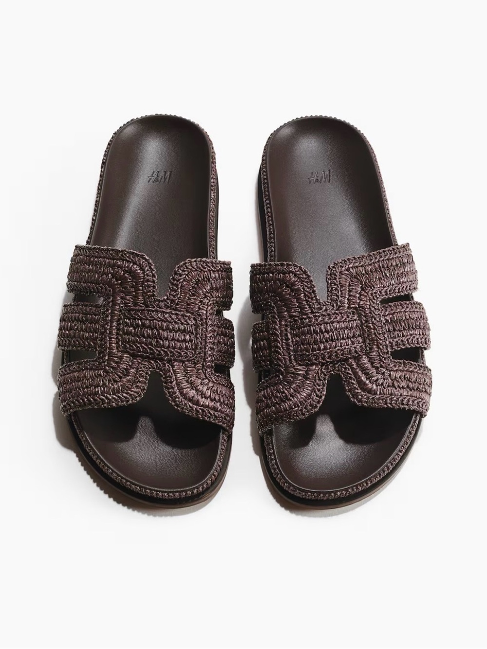 H&M Dark Brown Braided Slide Sandals